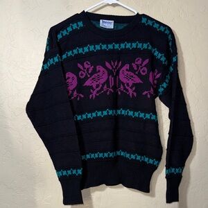 Meister Nordic sweater wool-blend women's small pullover bird print size small